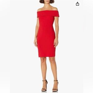 Calvin Klein Women’s Off-the-Shoulder Dress, Size 6, Red - Near-New Condition